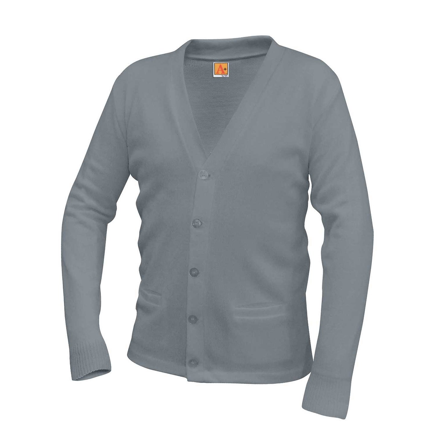 Unisex Jersey Knit 5-Button V-Neck Pocket Cardigan w/Logo - 1124