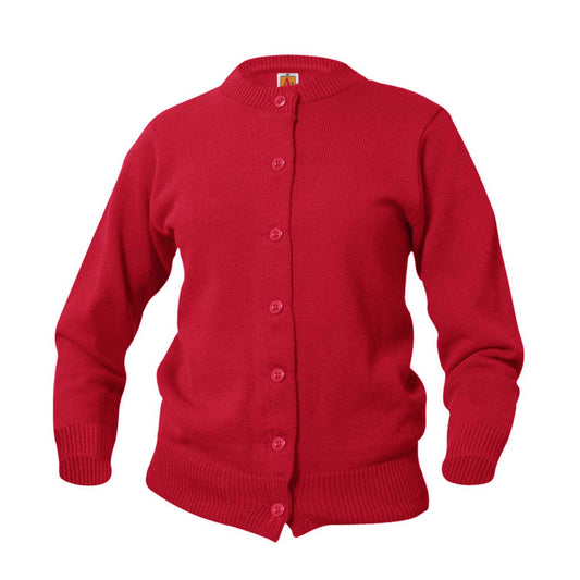 Women's Jersey Knit 7-Button Crewneck Cardigan w/Logo - 1121