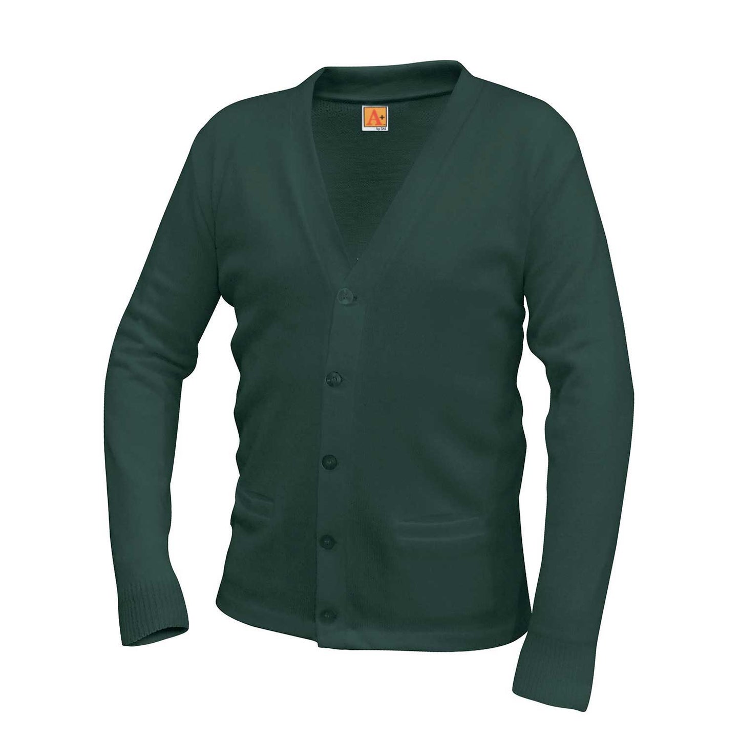 Unisex Jersey Knit 5-Button V-Neck Pocket Cardigan w/Logo - 1102
