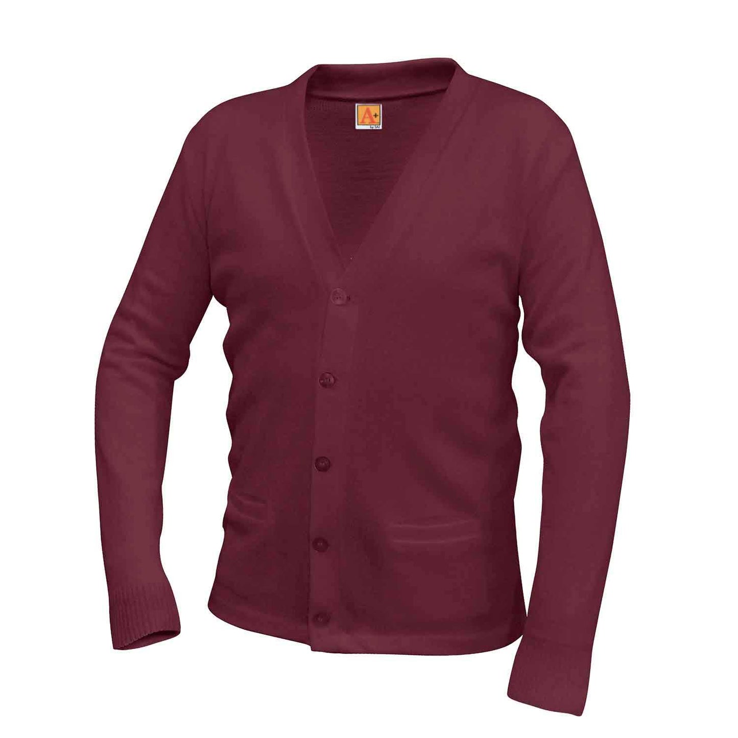 Unisex Jersey Knit 5-Button V-Neck Pocket Cardigan w/Logo - 1100