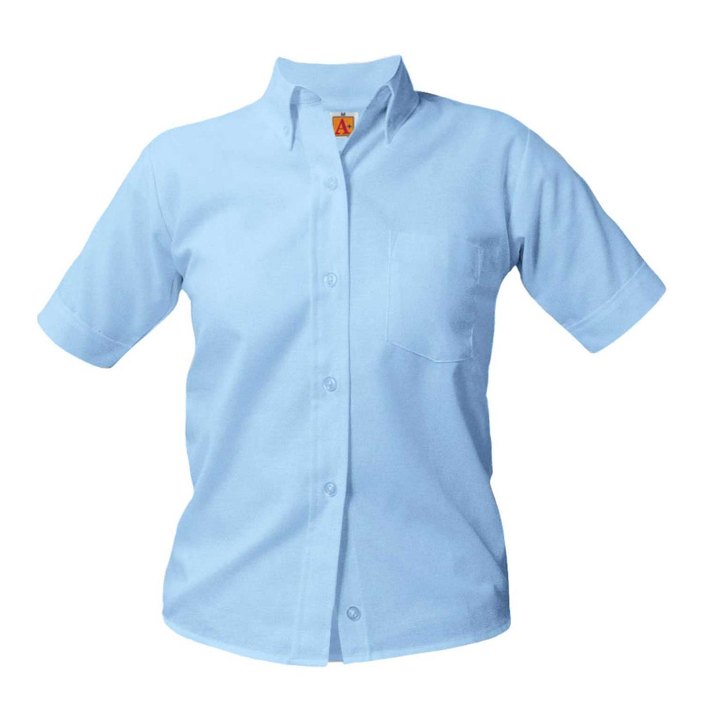 Girl's Oxford Short Sleeve Blouse w/Logo - 1112