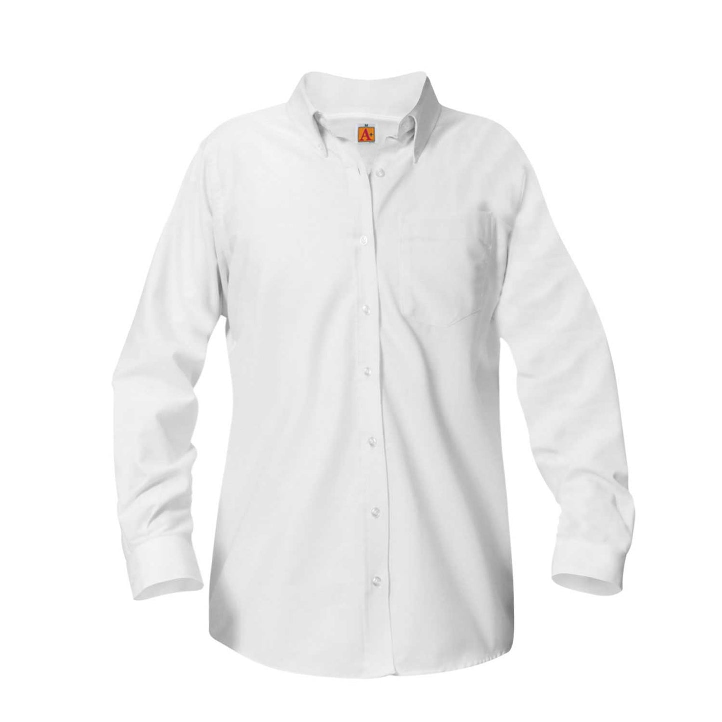 Girl's Oxford Long Sleeve Blouse w/Logo - 1103