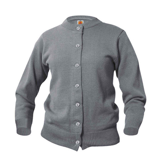 Women's Jersey Knit 7-Button Crewneck Cardigan w/Logo - 1124