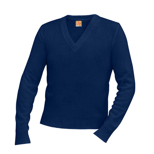Unisex V-Neck Pullover Jersey Knit Sweater w/Logo - 1124