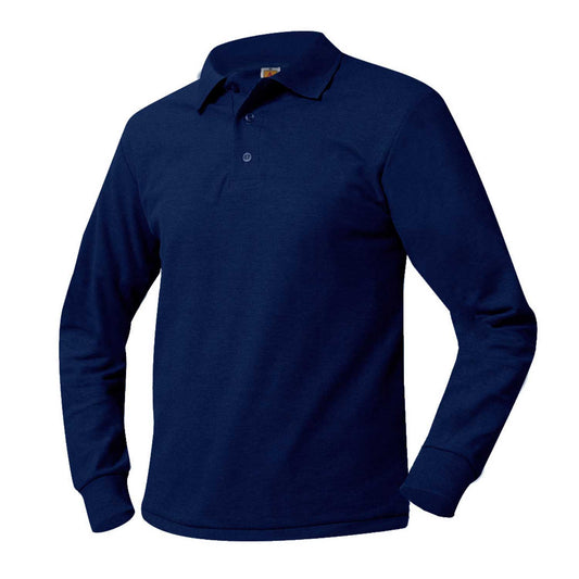 Unisex Pique Polo Shirt, Long Sleeves, Ribbed Cuffs w/Logo - 1122