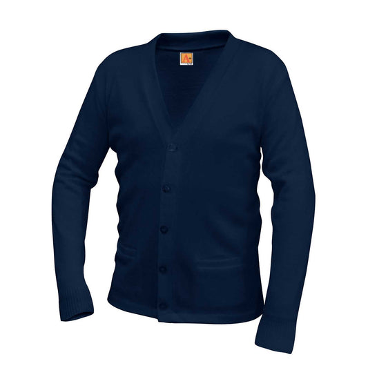 Unisex Jersey Knit 5-Button V-Neck Pocket Cardigan w/Logo - 1122