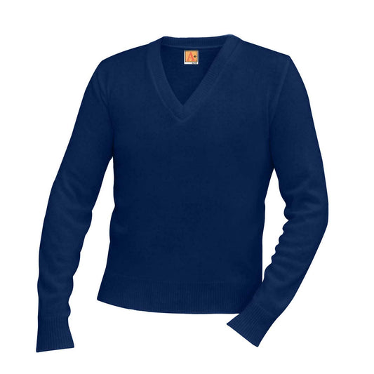 Unisex V-Neck Pullover Jersey Knit Sweater w/Logo - 1107