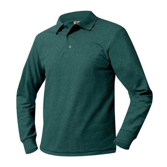 Unisex Pique Polo Shirt, Long Sleeves, Ribbed Cuffs w/Logo - 1110