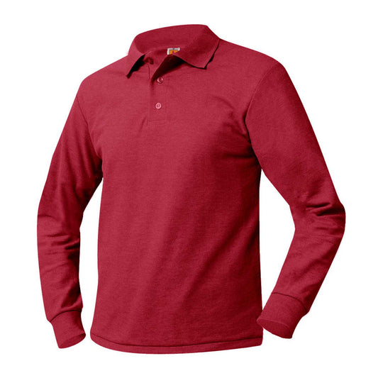 Unisex Pique Polo Shirt, Long Sleeves, Ribbed Cuffs w/Logo - 1111