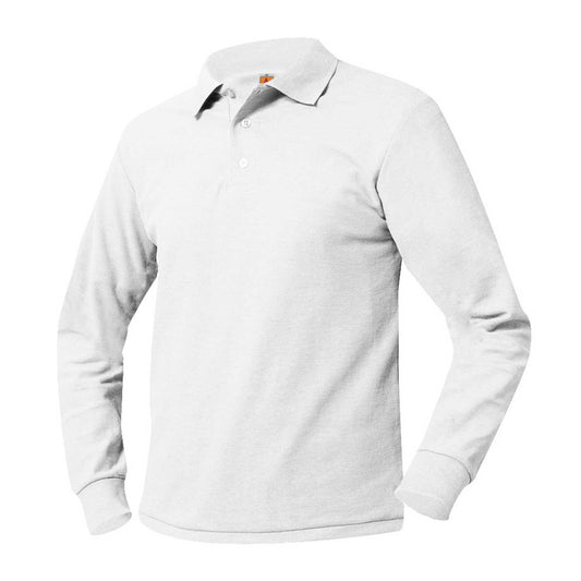 Unisex Pique Polo Shirt, Long Sleeves, Ribbed Cuffs w/Logo - 1112